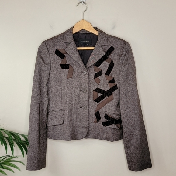 BCBGMaxAzria | Brown Ribbon Detail Blazer Size Small - Picture 1 of 6